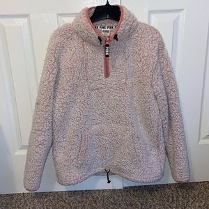 Victoria’s Secret PINK Sherpa Quarter Zip Pullover Jacket SIZE M